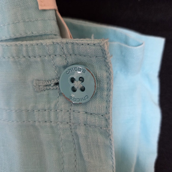 Chico's Light Blue 2.5 100% Linen Cropped Pants - Picture 10 of 14